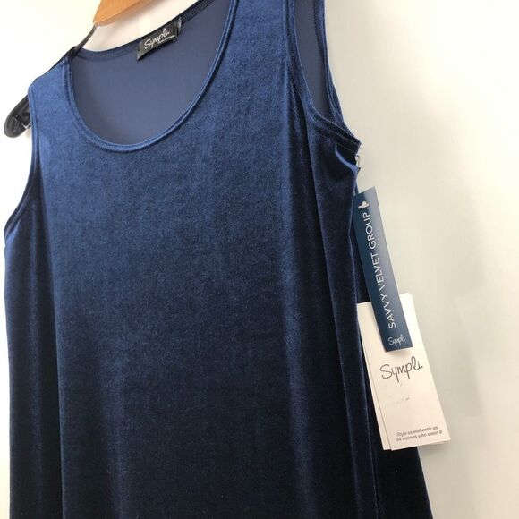 Nwt Sympli Sleeveless Dream Tuck Dress in Navy Velvet 10 - Picture 4 of 5